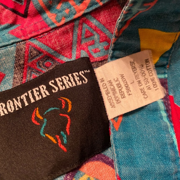 Brush popper Vintage Aztec Southwestern Tribal Western Men’s Women’s Button Up - Picture 2 of 13